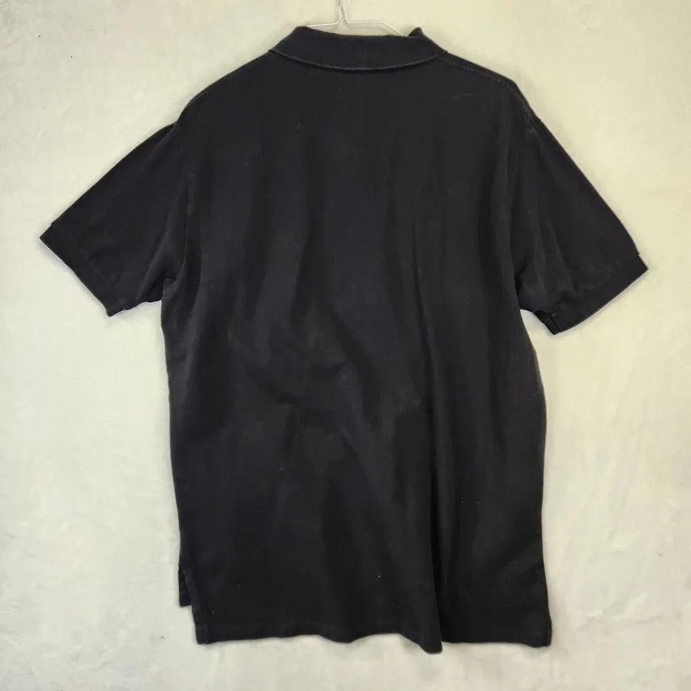 Polo Ralph Lauren Mens XL Black Pique Cotton Short Sleeve Polo Shirt Purple Pony
